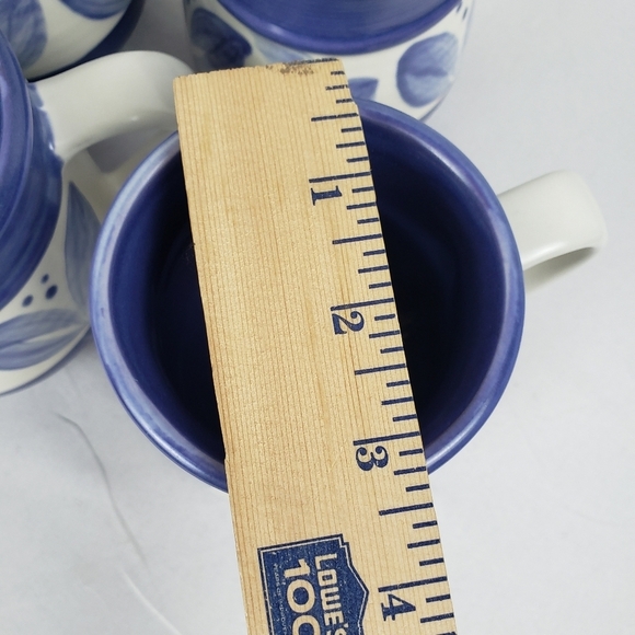 NWOT PFALTZGRAFF Villa Flora Blue Leaves Stoneware Coffee Mugs Set of 4 - Picture 8 of 12